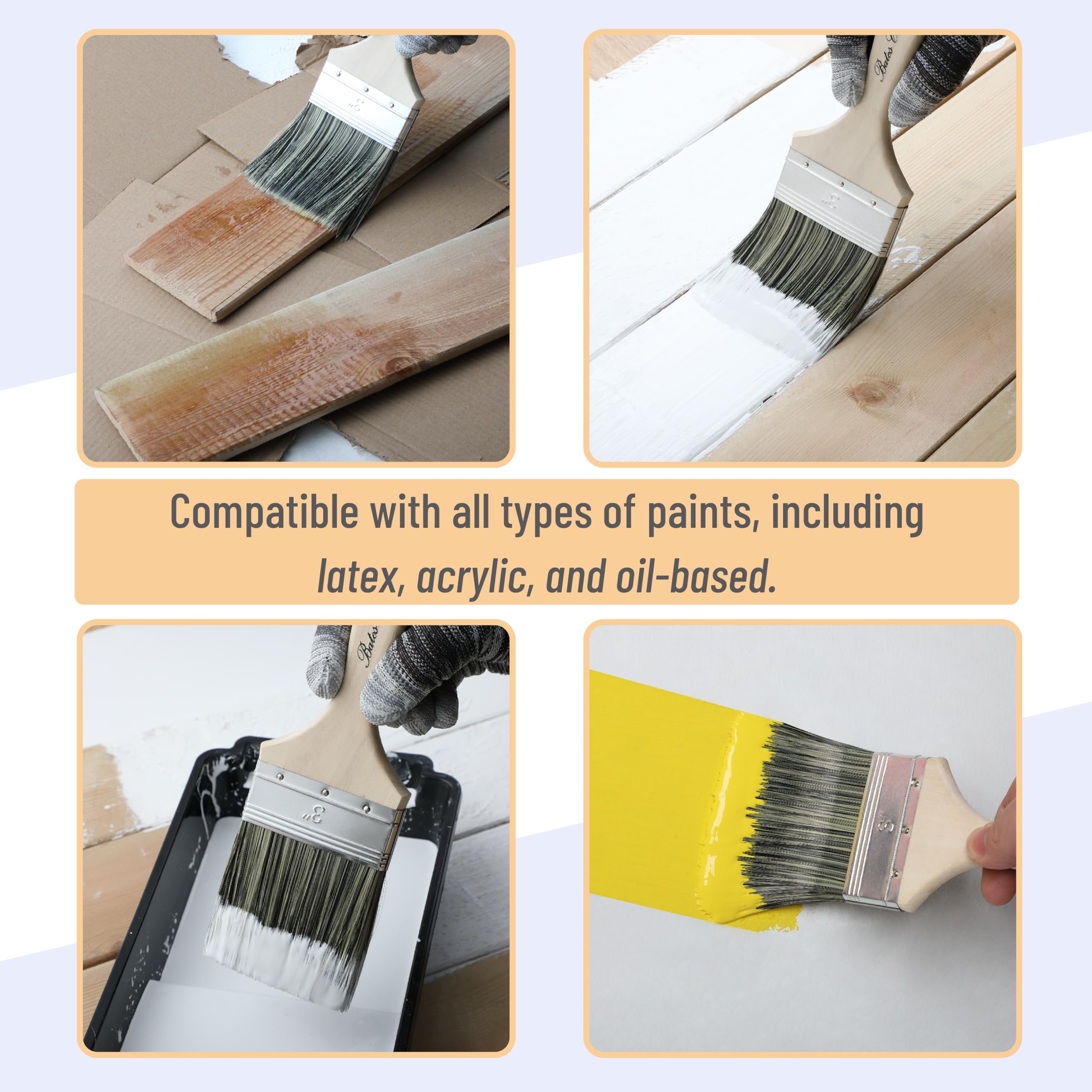 Bates Paint Brushes - 2 Pack, 3 Inch -5 Bates Paint Brushes - 2 Pack, 3 Inch -5
