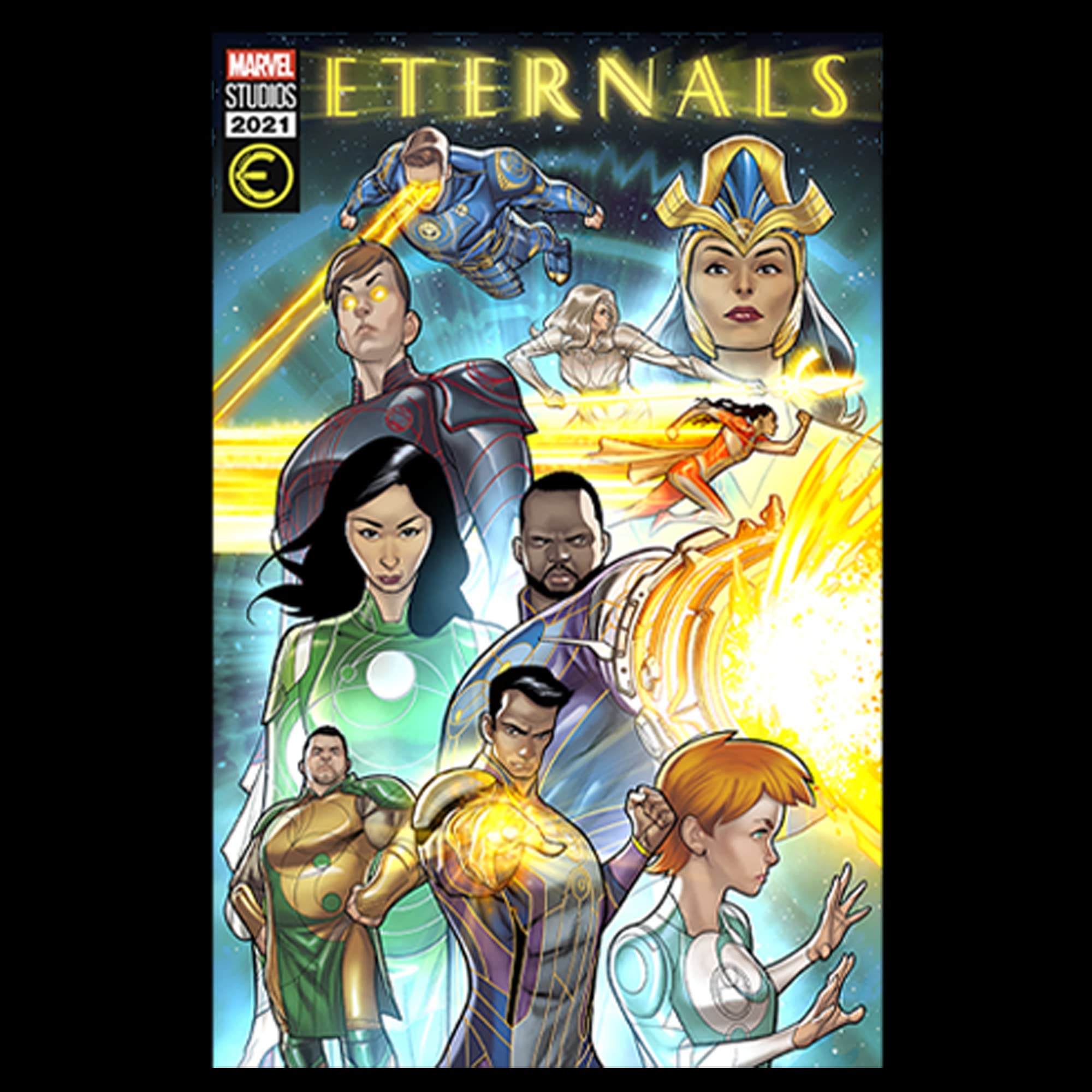 Marvel Chłopięca bluza z kapturem The Eternals z komiksową, czarna, S, czarny, S