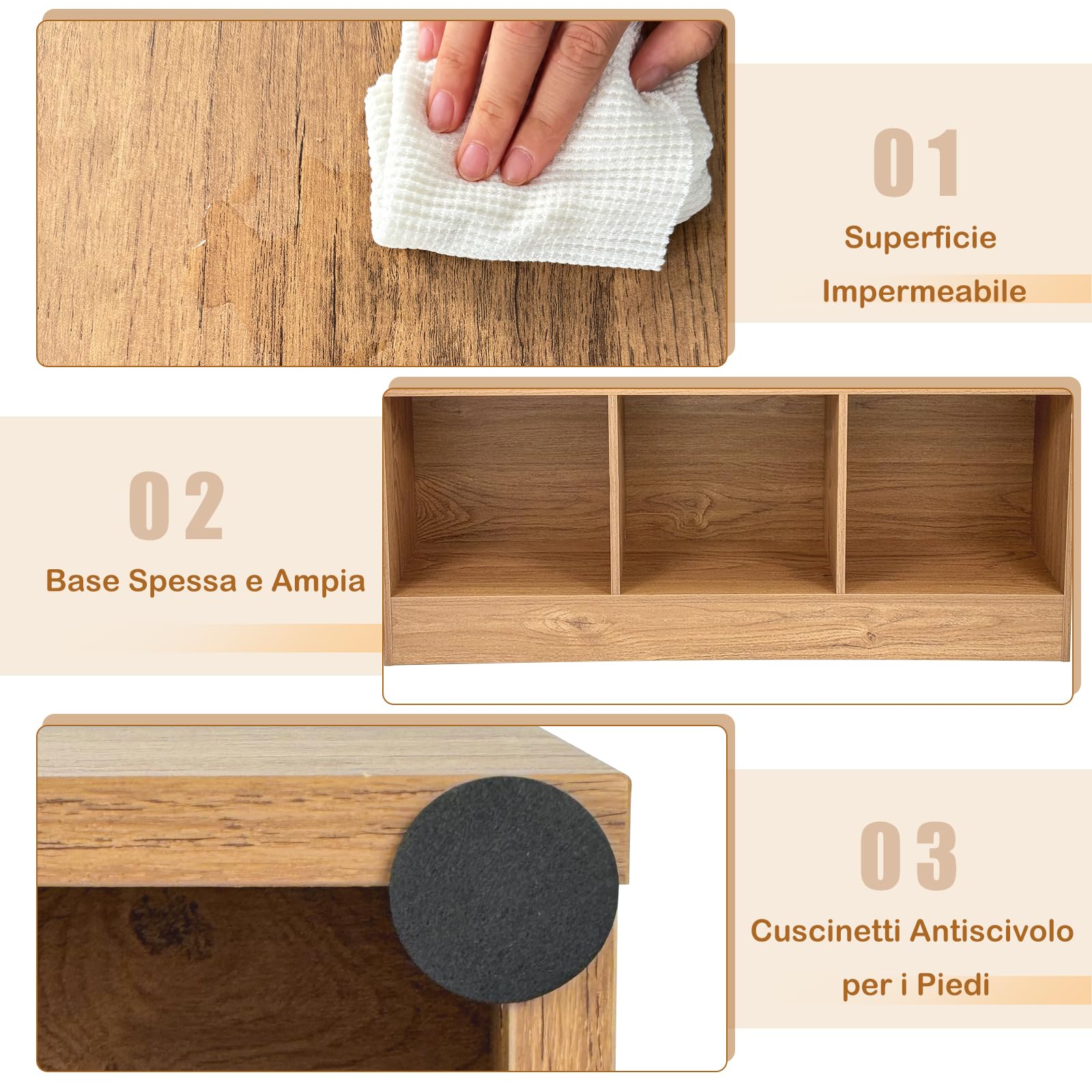 GYMAX Libreria a 10 Cubi Aperti, Scaffale Autoportante da Pavimento, Kit Anti-Ribaltamento, Organizzatore di Archiviazione 3 Livelli per Soggiorno Camera da Letto Ufficio (Naturale, 140 x 24 x 104 cm)