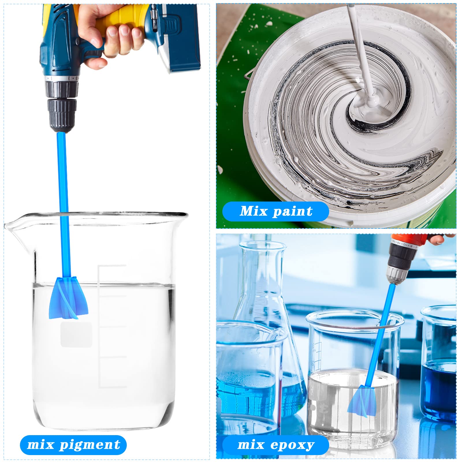 12 piezas de accesorios mezcladores epoxi para taladro helix mezclador de pintura reutilizable mezclador de resina agitadores de pintura accesorio de taladro para taladro mezclador de resina para