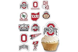 Ohio State Cupcake Toppers (24 Pieces): Perfect for OSU Buckeyes Tailgating and Celebrations