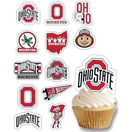 Ohio State Cupcake Toppers (24 Pieces): Perfect for OSU Buckeyes Tailgating and Celebrations
