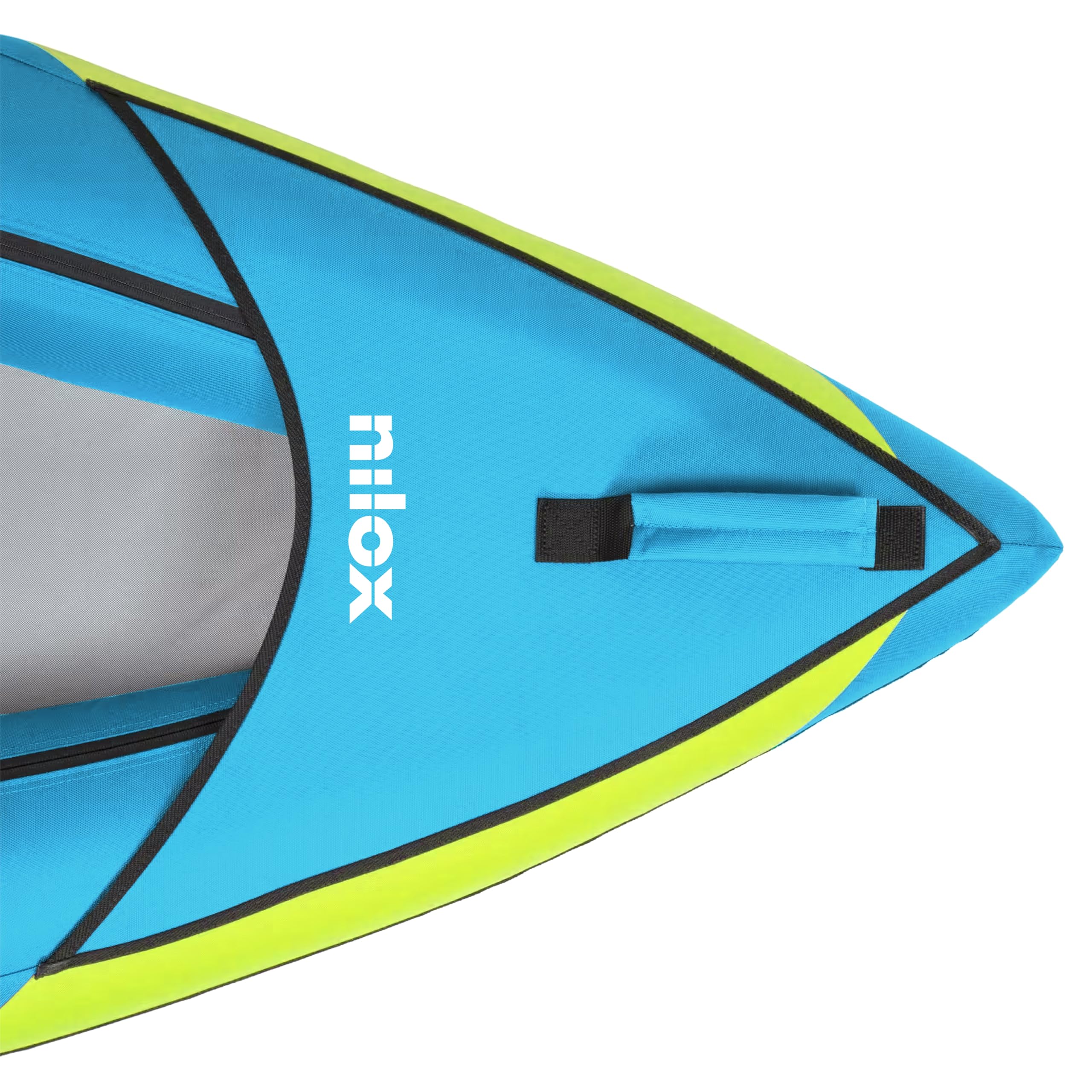 Nilox Kayak Hinchable de 2 Plazas de PVC, con 2 Remos de Aluminio, 2 Asientos, Bomba Manual y Bolsa de Transporte, Compatible con Waterscooter, Resistente 800D, Peso 14 kg, Dimensiones 340×102 cm