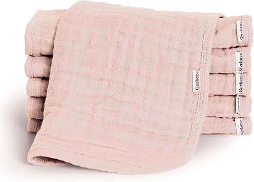 Miniatura 9 de Gerber Paños Eructadores Unisex de Muselina para Bebé, Paquete de 6, Varios Marrones, Tamaño Grande 20" x 10" Multi Browns,Rosado,Sólido Multi