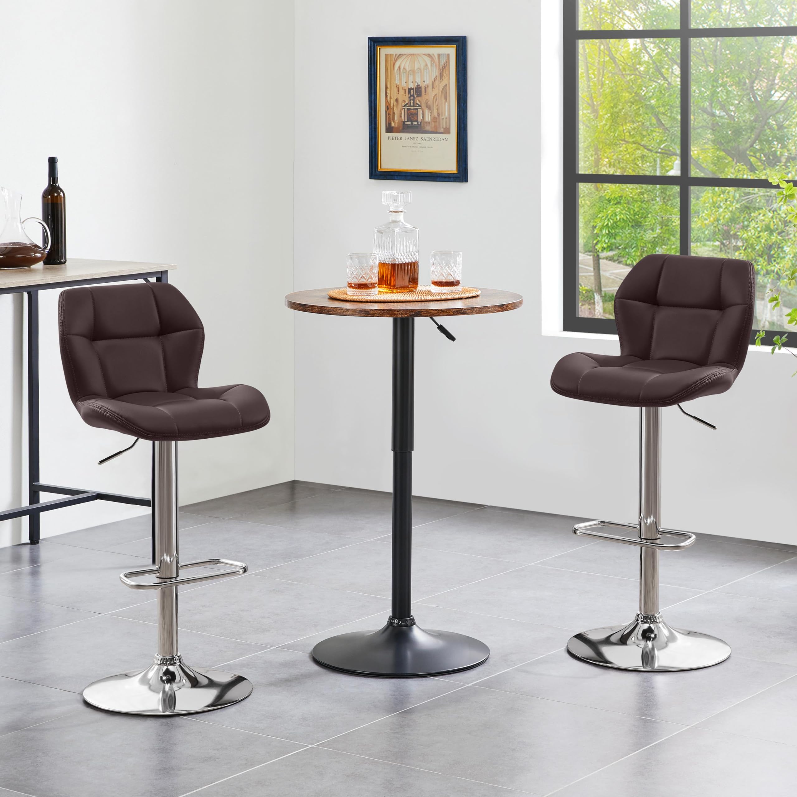 Tabouret De Bar Lot De 2 Chaise De Bar Pivotants Avec Dossier Tabourets