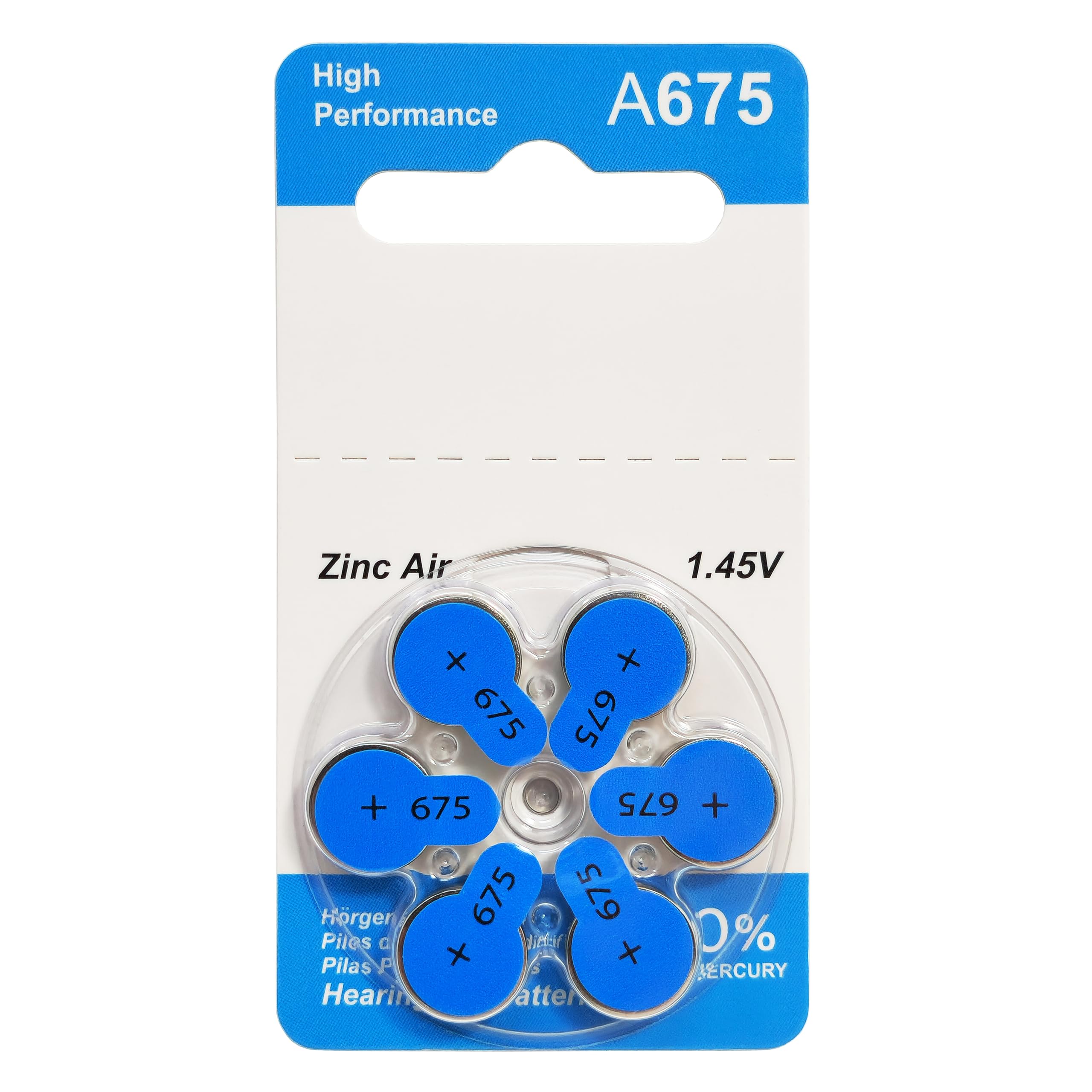 Custom Premium Hearing Aid Batteries Size 675 Zinc Air Mercury-Free 1.45V (300 Batteries)