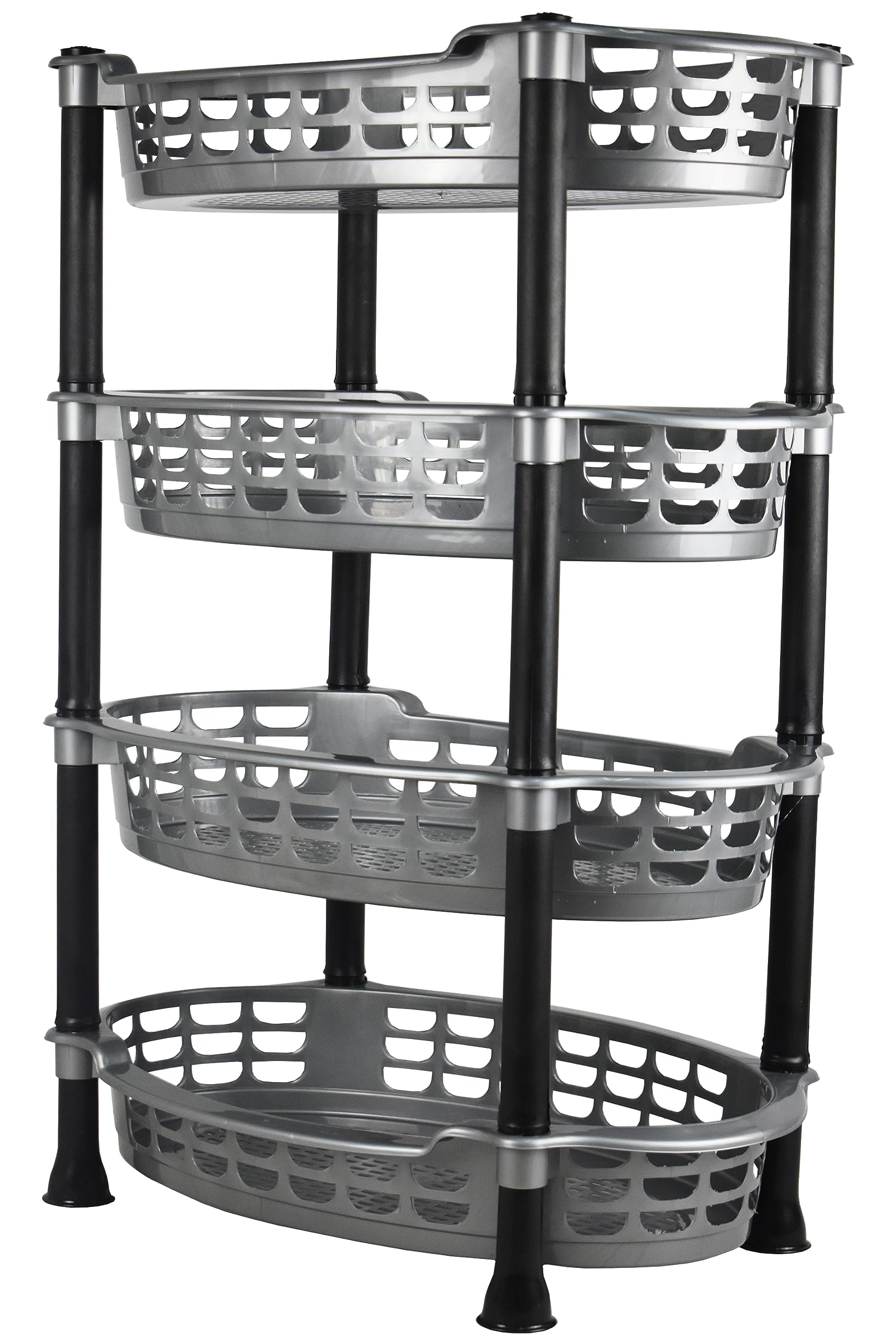 Sterling Ventures Grey Oval 4 Tier Fruit And Vegetable Kitchen Rack (Grey)