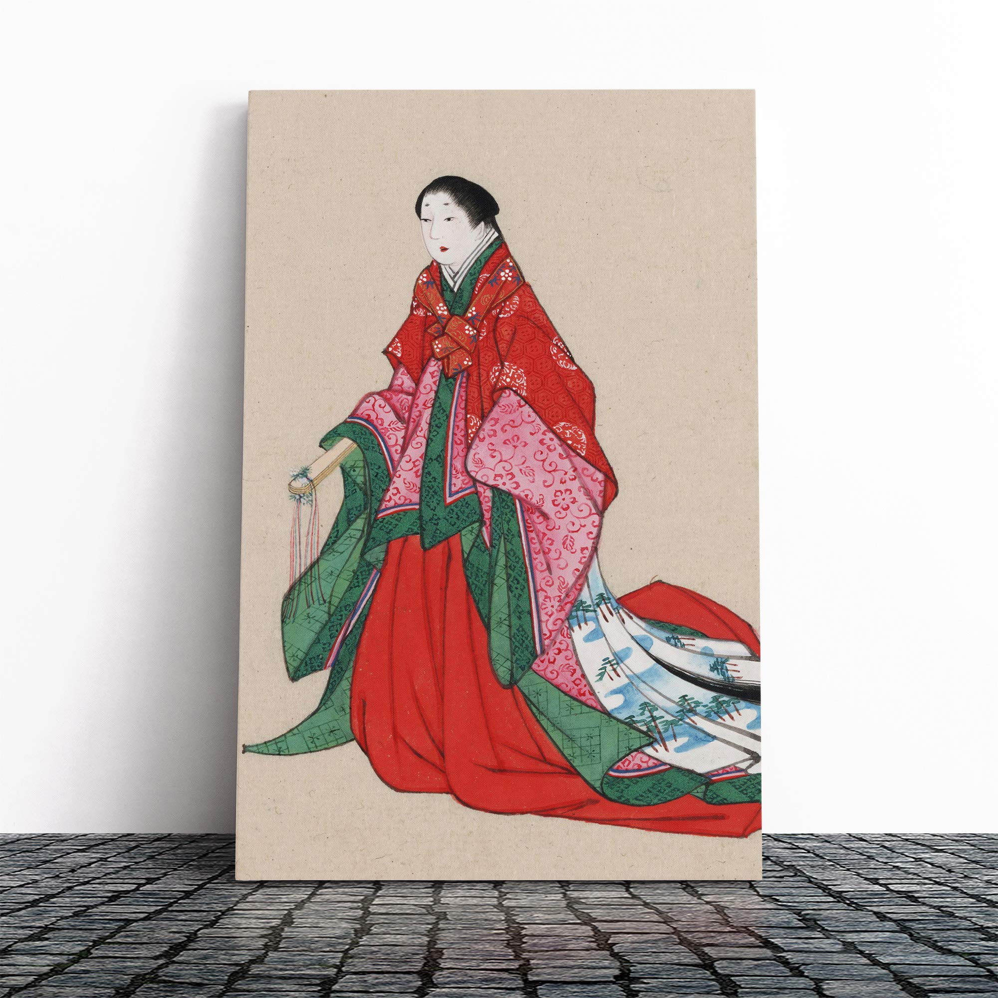 Wall Woman Japanese Oriental Art Canvas Print | Gallery Wrapped 30mm Frame Wall Art | 30x20 inches | Ready to Hang | Asian People Picture | Living Room Bedroom Lounge Office