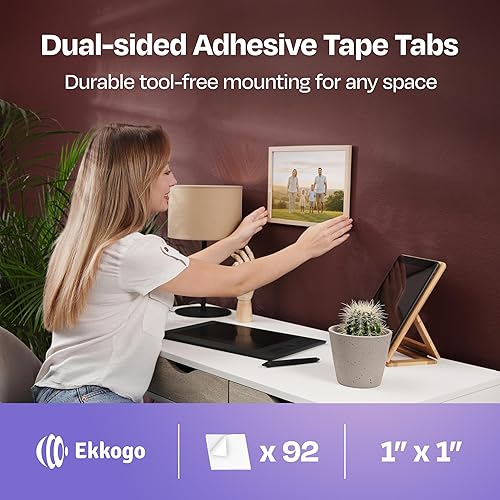 Miniatura 2 de Cinta adhesiva de doble cara para paredes, paquete de 92 unidades, cinta de espuma para paneles acústicos de fibra y espuma, autoadhesiva fuerte
