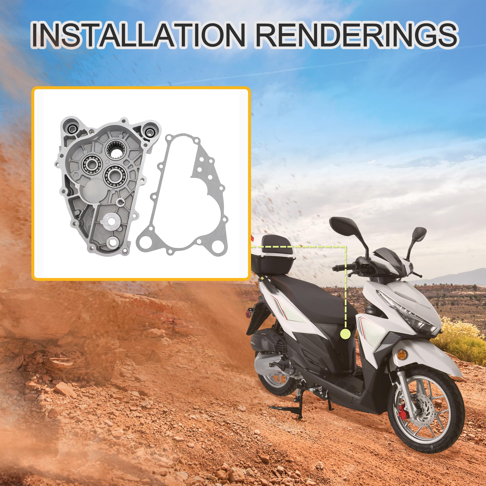 GOOFIT Tapa de Cárter Motocicleta con Junta Correspondiente Reemplazar Para GY6 Scooter
