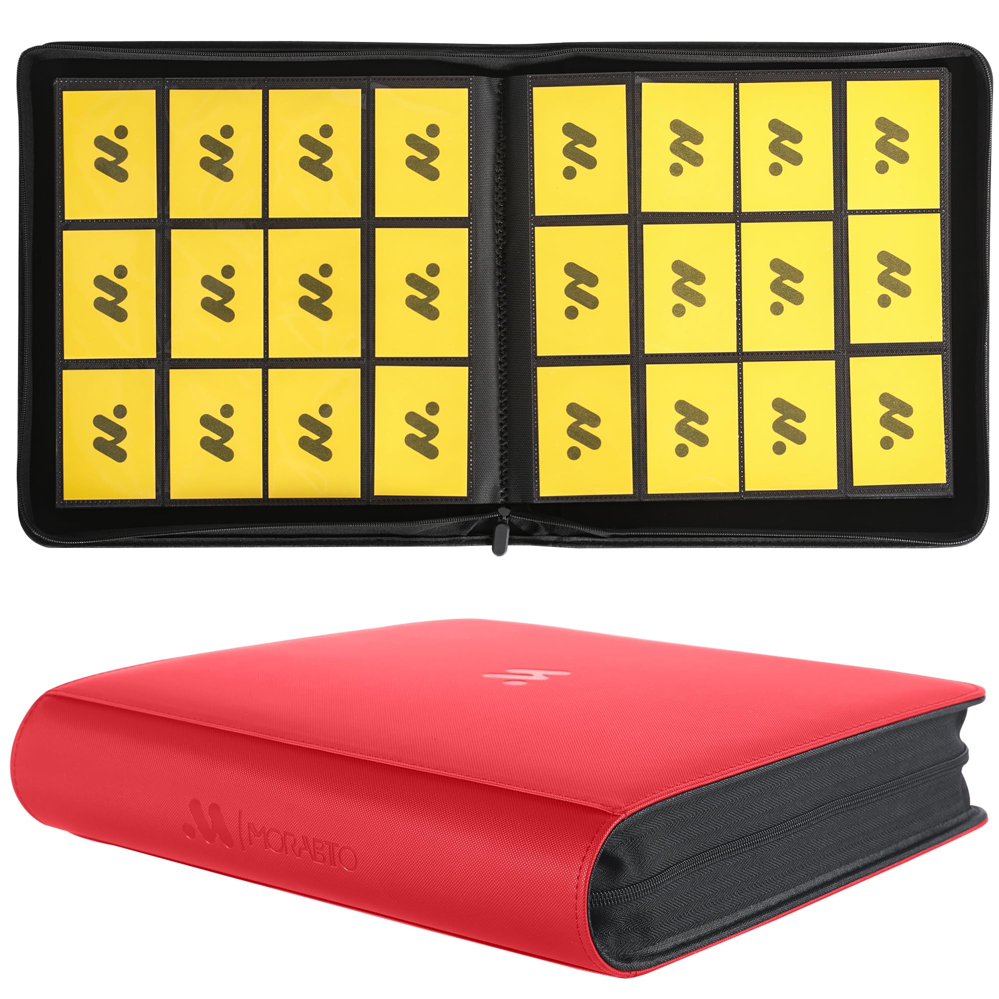 Raccoglitore per carte con 12 tasche, raccoglitore per carte collezionabili, può contenere fino a 1200 carte con 25 maniche, porta carte con cerniera, compatibile con carte TCG/carte da gioco