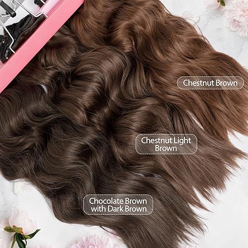Miniatura 7 de KooKaStyle Extensiones de cabello con clip para mujer con cabello delgado, 7 piezas de extensiones de cabello ondulado largo de 20 pulgadas de