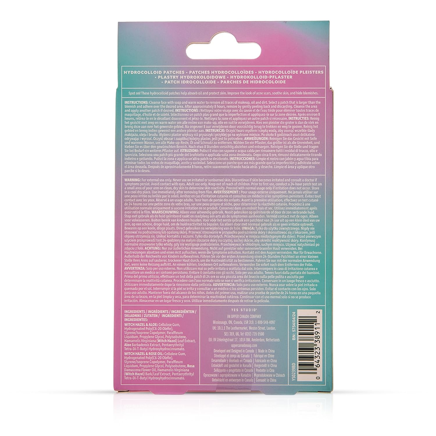 Upper Canada Yes Studio Hydrocolloid Blemish Dot Patches 72 Pieces Value Pack Assorted Sizes, Cleanse, Smooth and Soothe with Infused Witch Hazel, Aloe Vera & Rose Oil