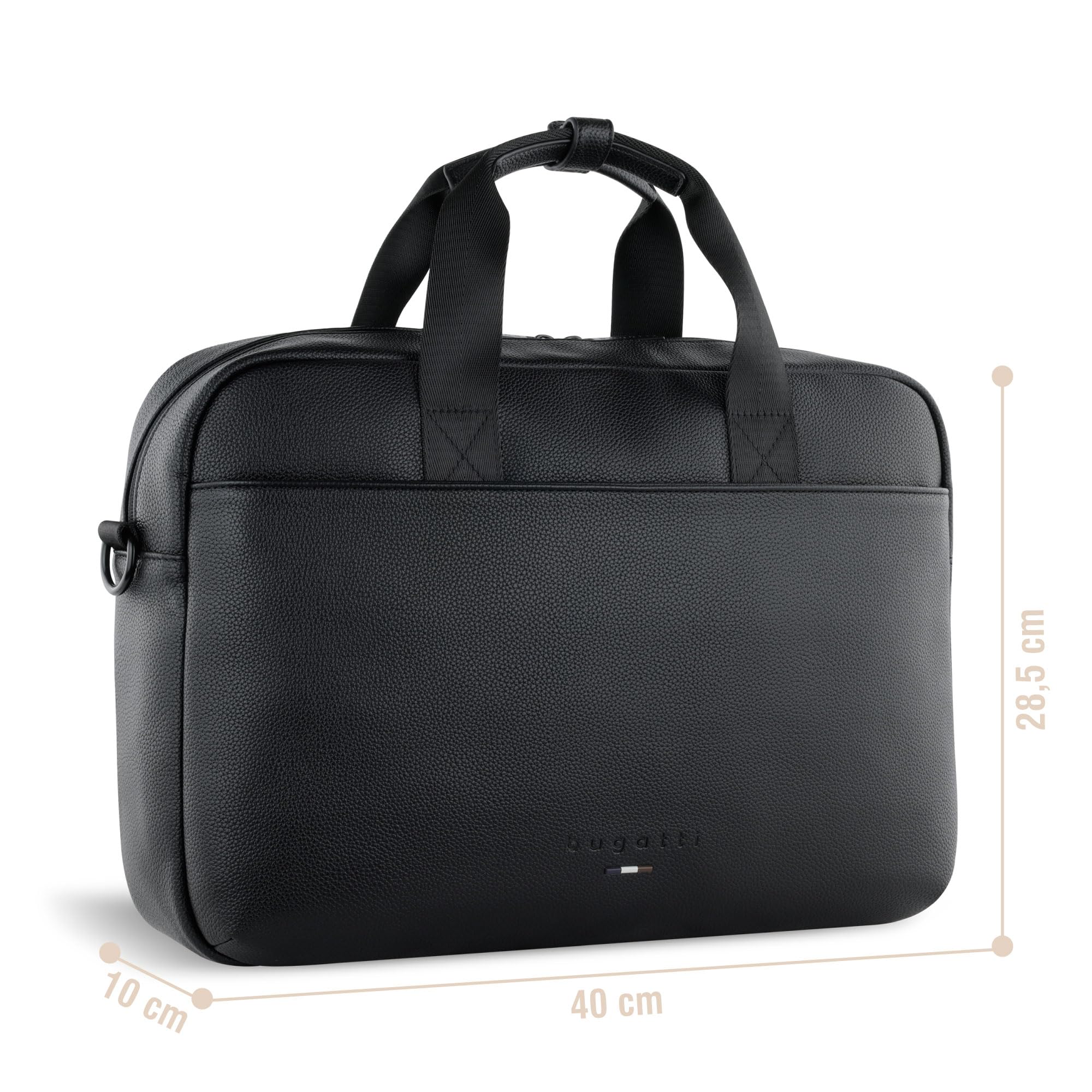 bugatti Rico Maletín, elegante maletín de negocios con compartimento para portátil de 15 pulgadas en negro