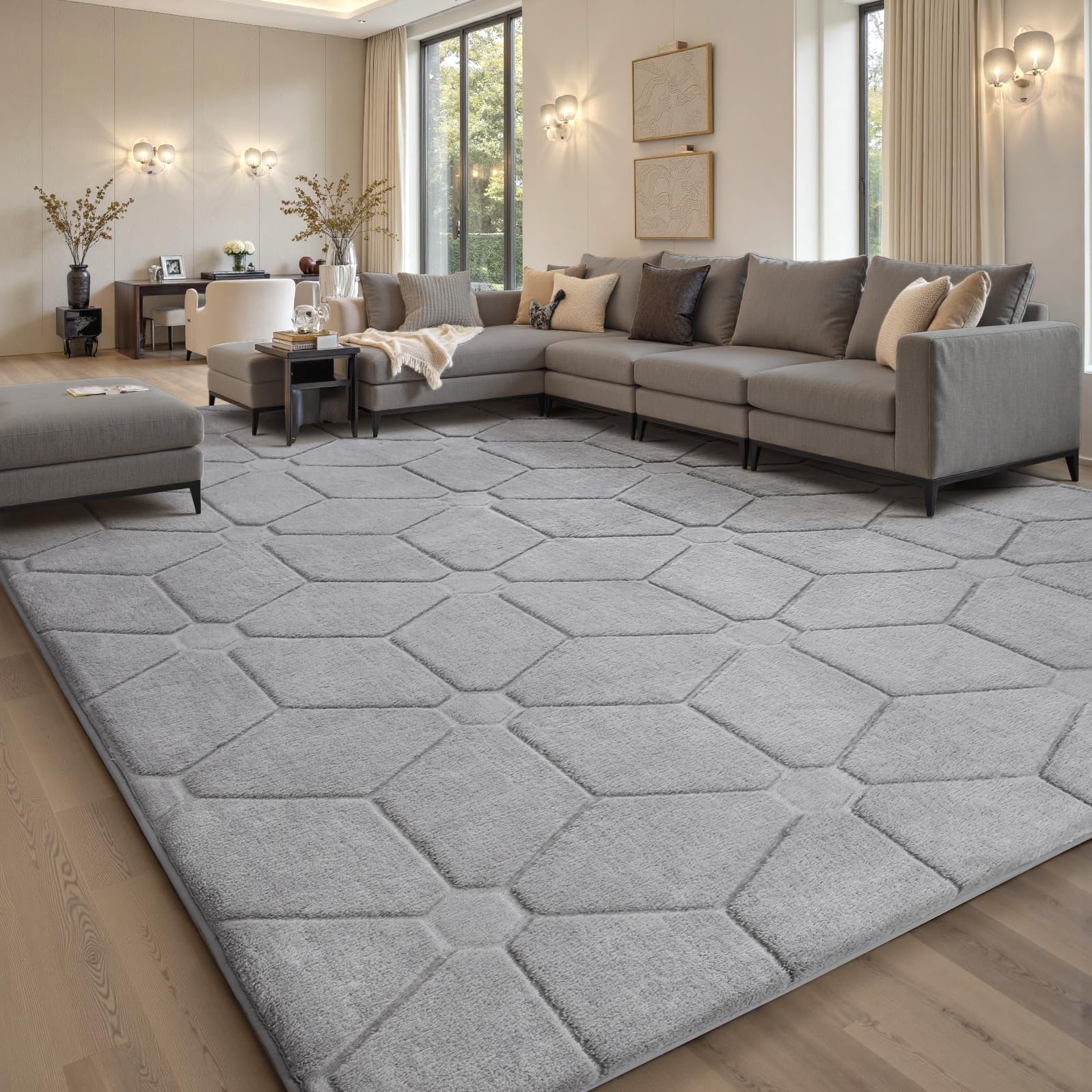 Sour Lemon Rugs Living Room 200x290,3D Grey Area Rugs for Bedroom,Extra Large Rugs for living room,Machine Washable Anti Slip Short Pile Rug Carpets Mat for Kids Room BedroomOEKO-TEX STANDARD 100