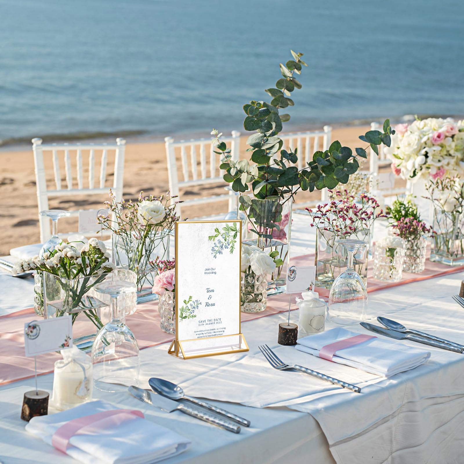 Set 6 Espositori Da Tavolo REFORUNG A6 - Cornici Acriliche Con Bordo Dorato, 15x10 Cm - Foto 7