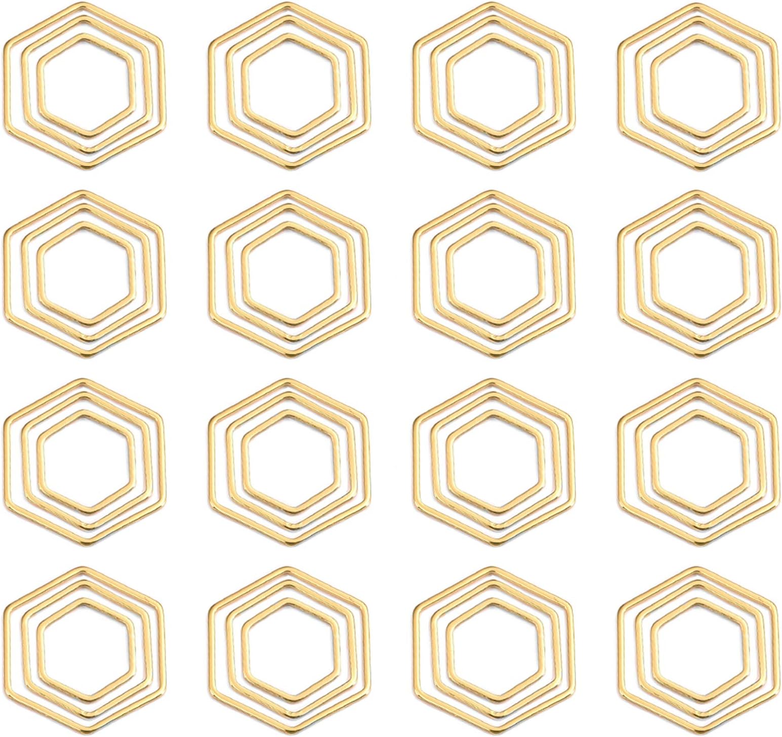 DROLE 60Pcs Hexagon Earring Charm Connector Links for Jewerly Making Stainless Steel Linking Ring DIY Earring Making Glod Color