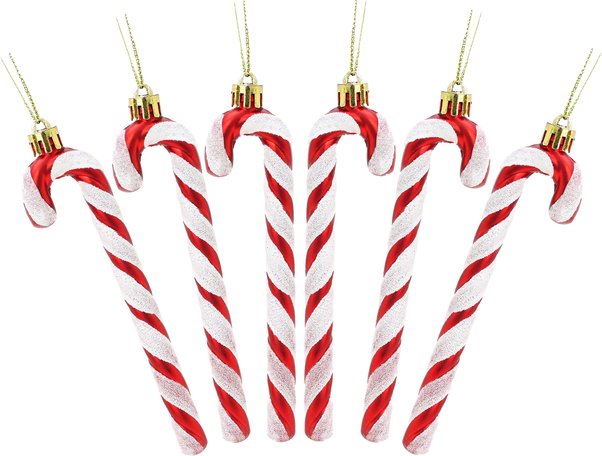 Christmas Concepts® Pack Of 6-13cm Glitter Candy Cane Christmas Tree Decorations (Red & White)