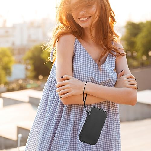 Miniatura 5 de kwmobile Bolsa de neopreno para teléfono tamaño L - 6.5 pulgadas - Funda universal para celular con cremallera, correa para la muñeca - Gris