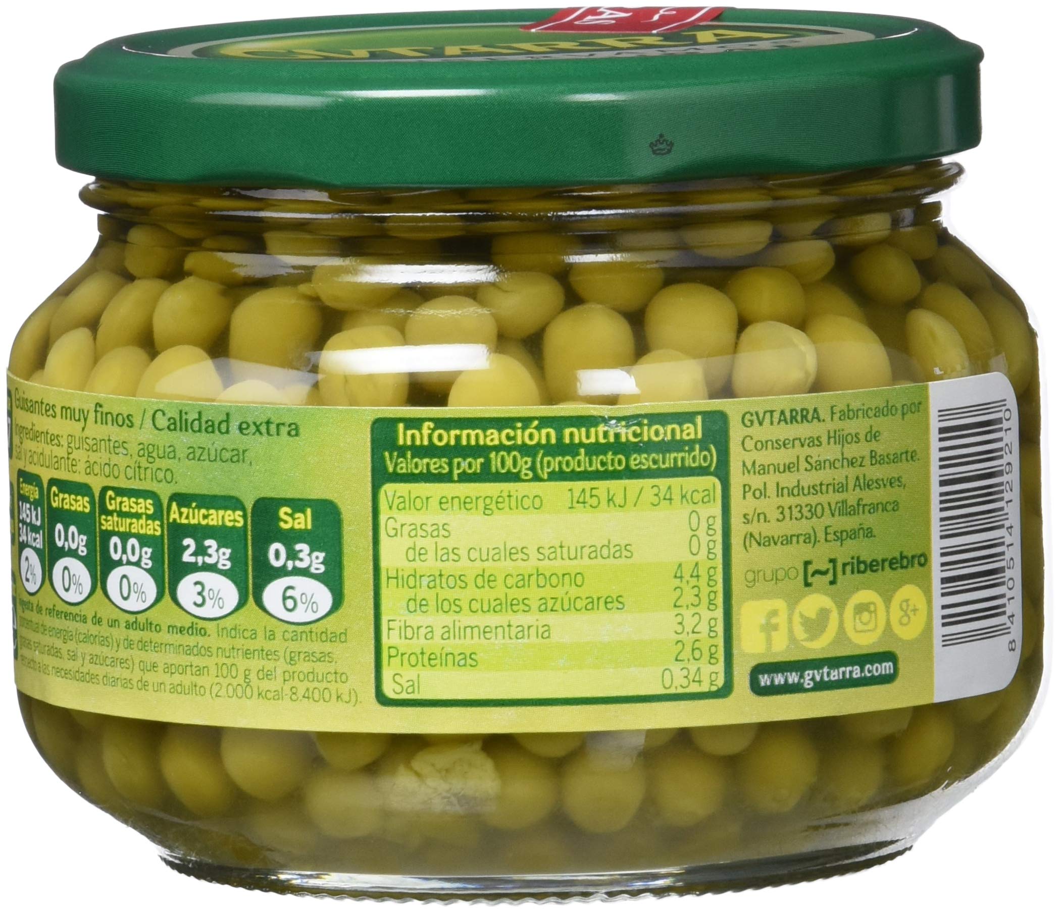Gvtarra Guisantes - Paquete De 6 X 215 Gr, 1290 g - Pack de 6