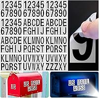 Vista 1 de Seloom 118 piezas de calcomanías reflectantes de números y letras para buzón, calcomanías de vinilo autoadhesivas de números y letras, calcomanías