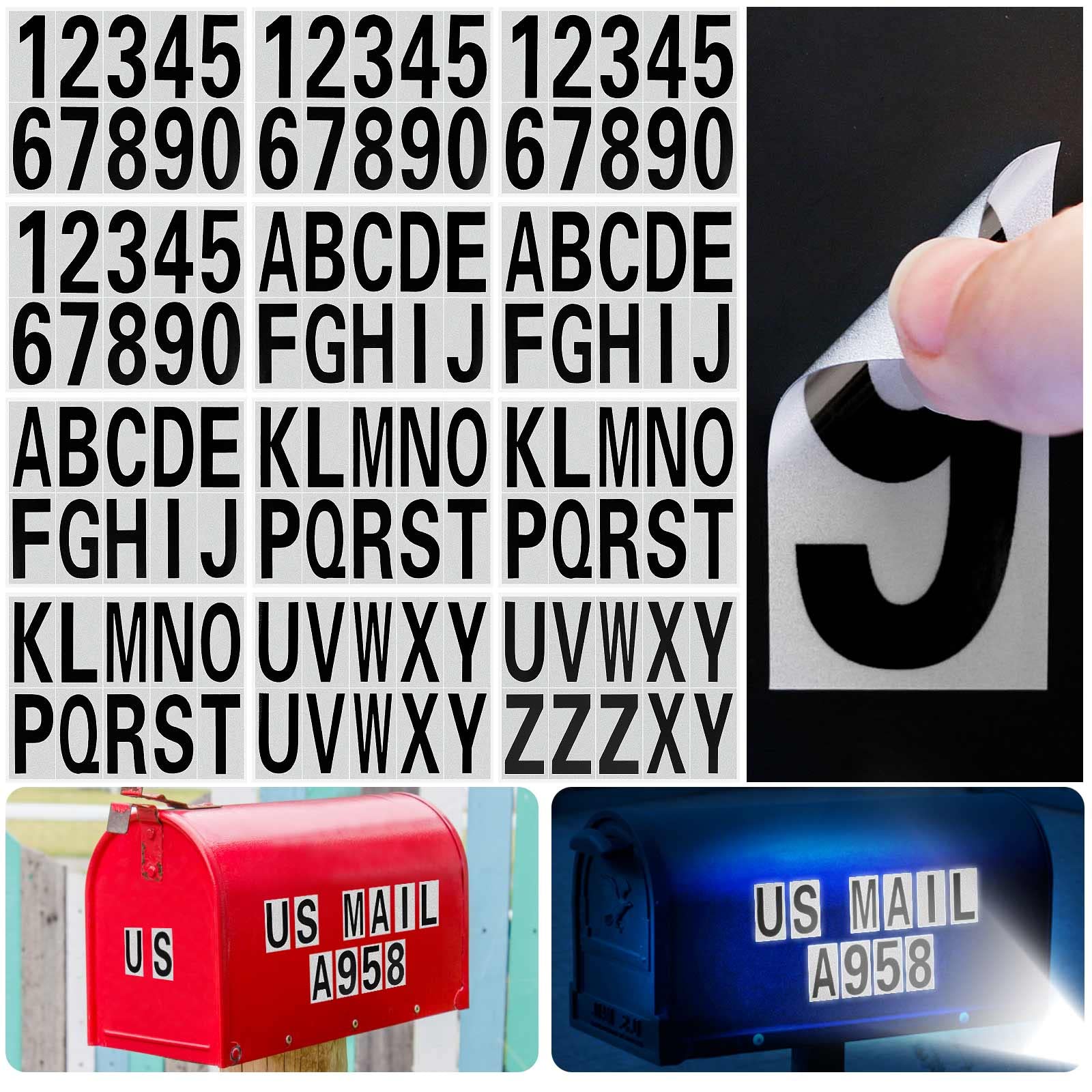 Seloom 118 Pieces Reflective Mailbox Numbers and Letters Stickers,Self-Adhesive vinyl numbers letters Stickers Decals Pre-Spaced Waterproof for