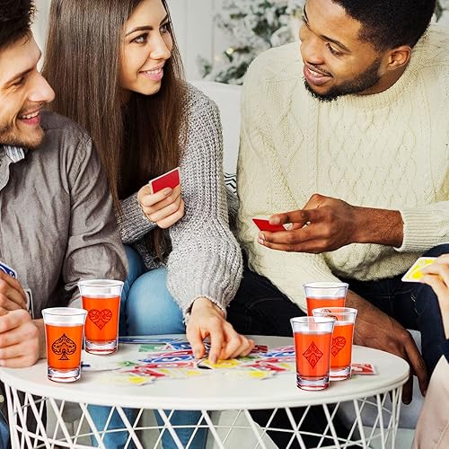 Miniatura 7 de 24 trajes de naipes de 12 onzas de acrílico divertido regalo de vidrio para póquer vasos de cerveza corazones palas diamantes palas vasos de chupito