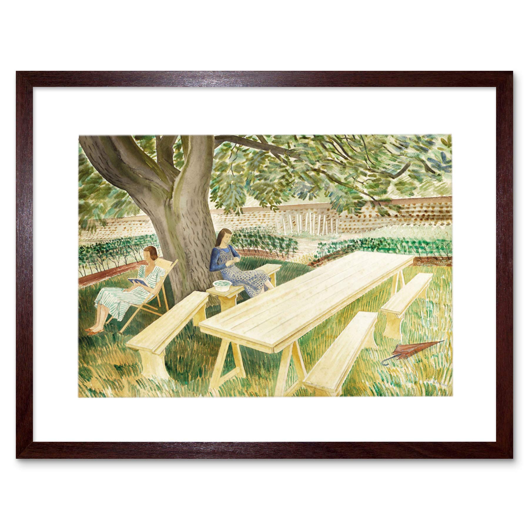 Wee Blue Coo Eric Ravilious Two Women In A Garden Framed Wall Art Print