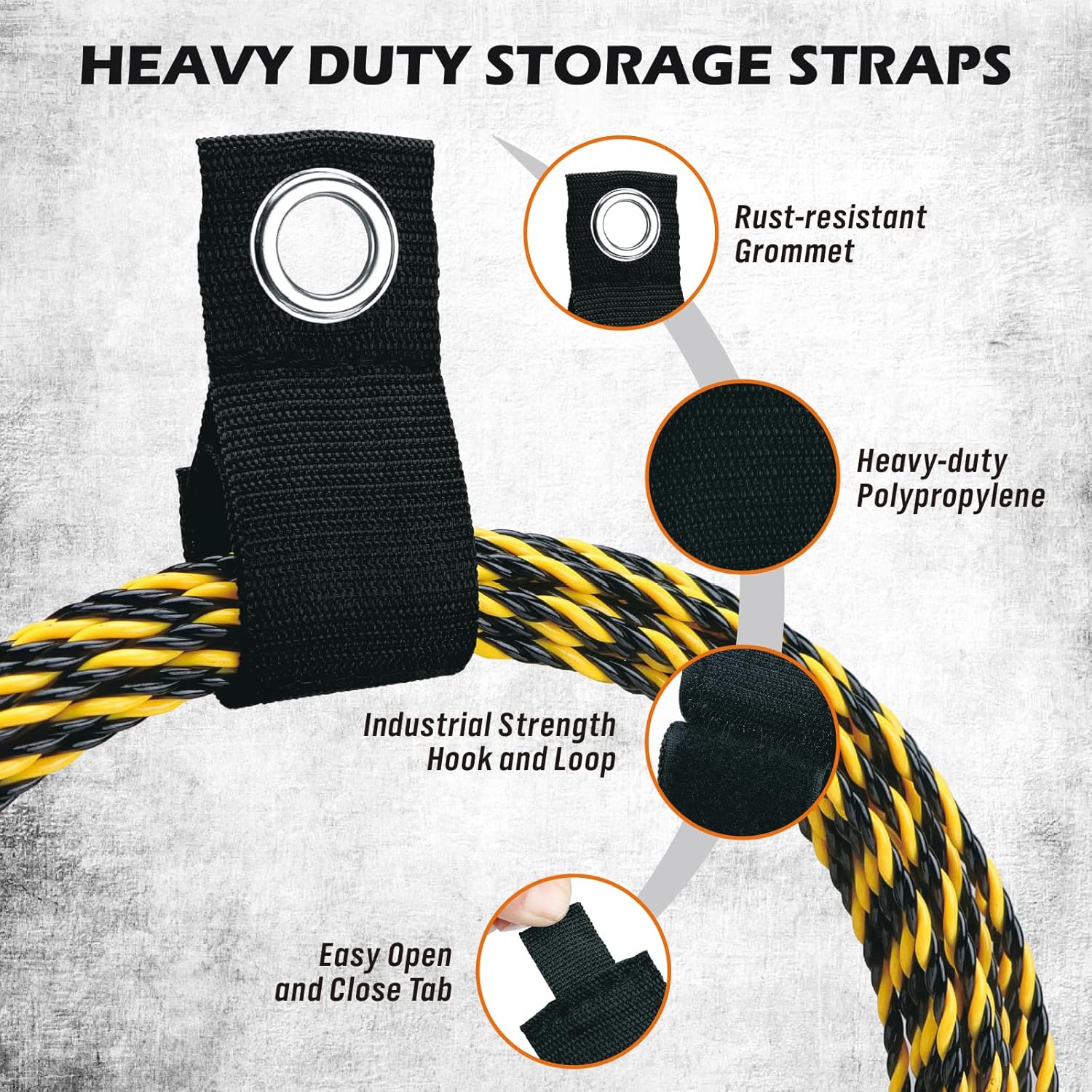 6-Piece Heavy Duty Rafter Hanger Hooks with 2-Piece Extension Straps, Vinyl Coated Large Metal Garage Utility Hooks for Hanging Bike Ladder Garden Tool Organizer (8 Pack, Orange)