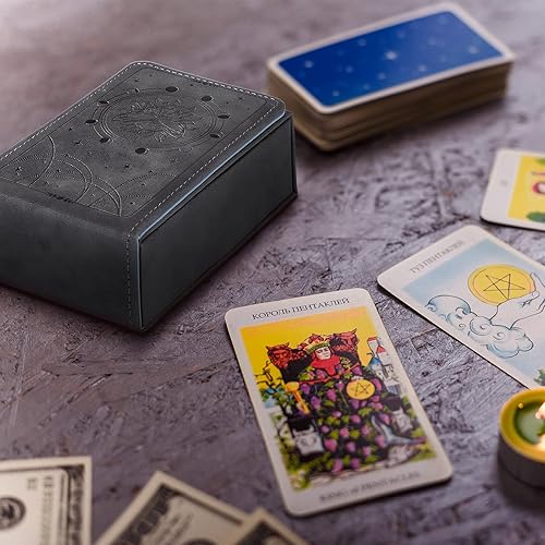 Miniatura 5 de Funda de piel sintética para cartas de tarot, diseño de luna, funda protectora para la mayoría de cartas de tarot de tamaño estándar, cartas góticas