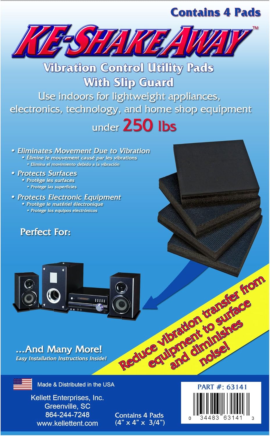 KE 4Inch by 4Inch by 3/4Inch Shake Away Utility Pad for