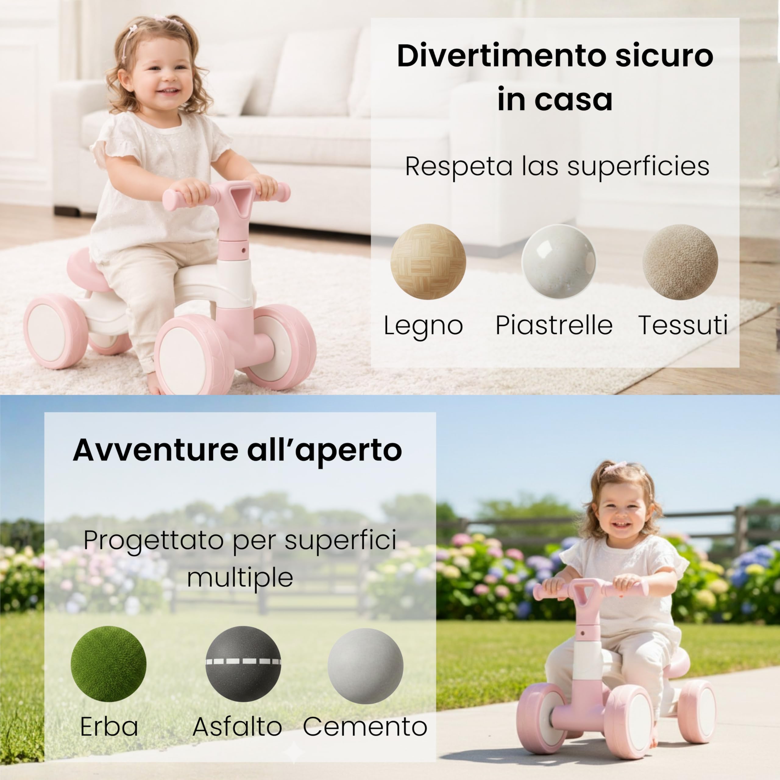 Edibaby, Bicicletta Bambini, Bici Senza Pedali 1–2 Anni, Balance Bike, Triciclo Leggero 12–24 Mesi, Giocattolo Educativo, Idea Regalo