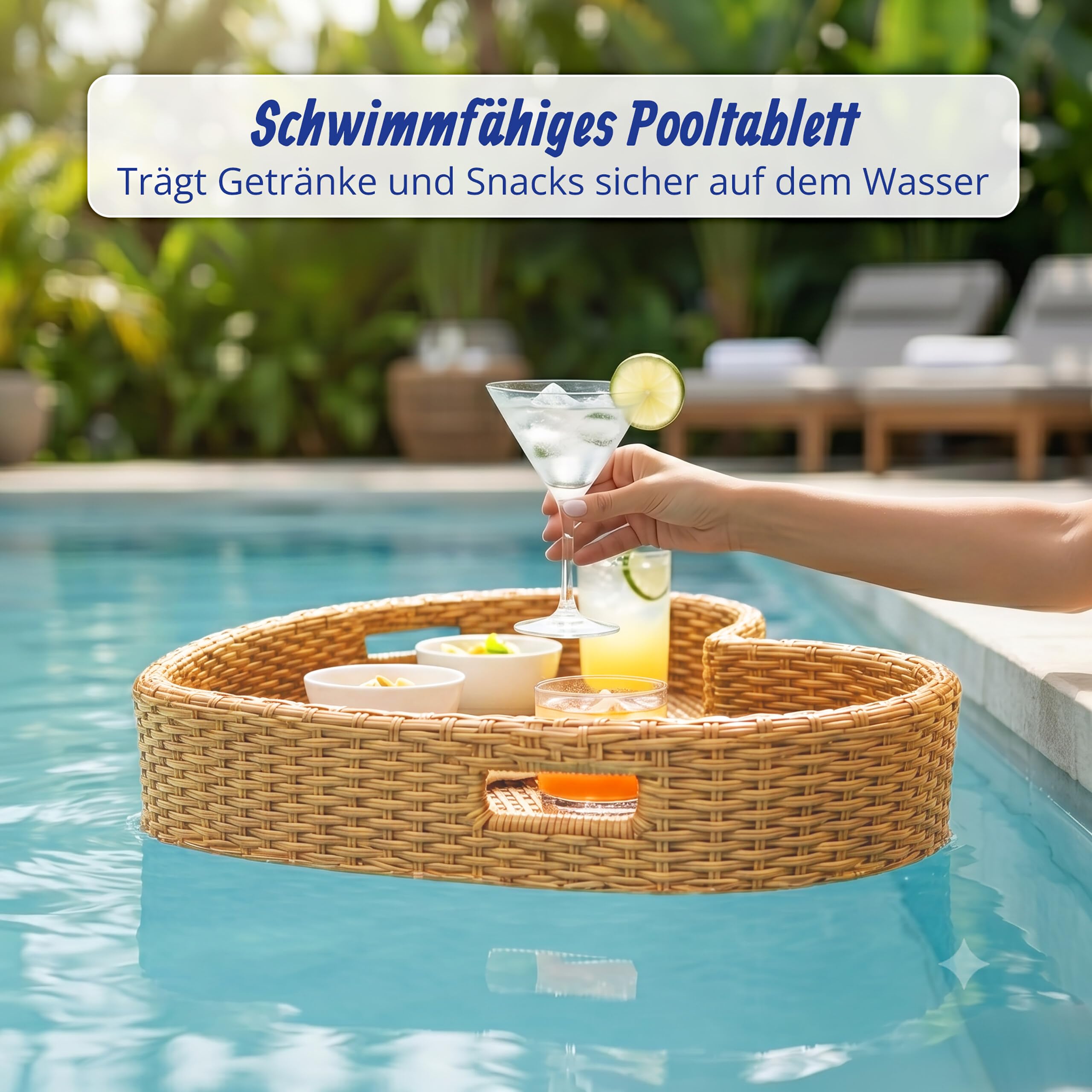 Relaxdays Schwimmendes Tablett Herz, Natur