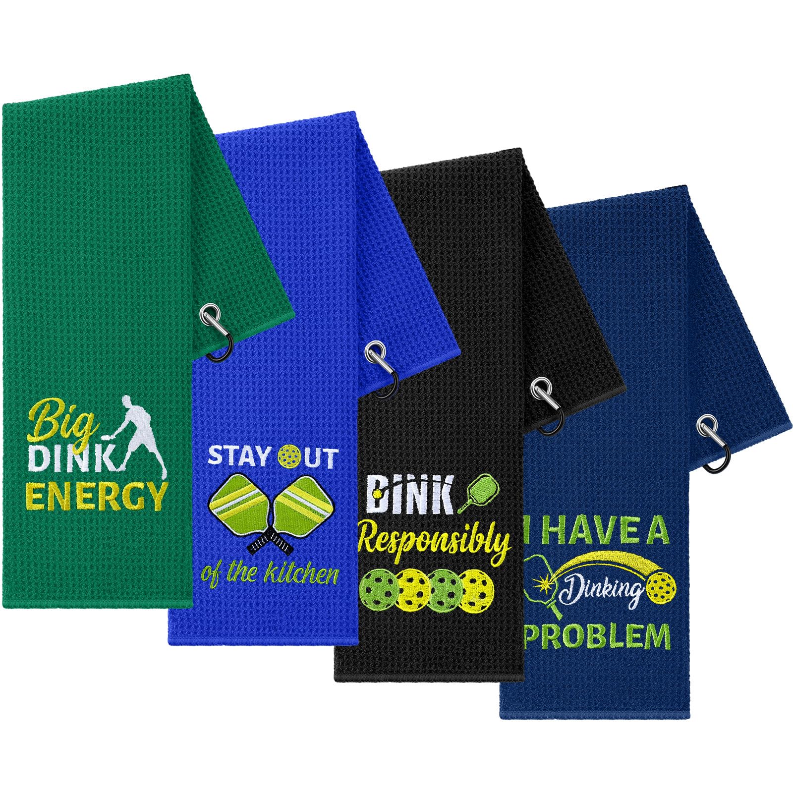 Hosuly 4 Pcs Dinkball Towel 16" x 24" Microfiber Waffle Athletic Towels with Clip Christmas Dinkball Lover Gift for Men Women(Men,Stylish)