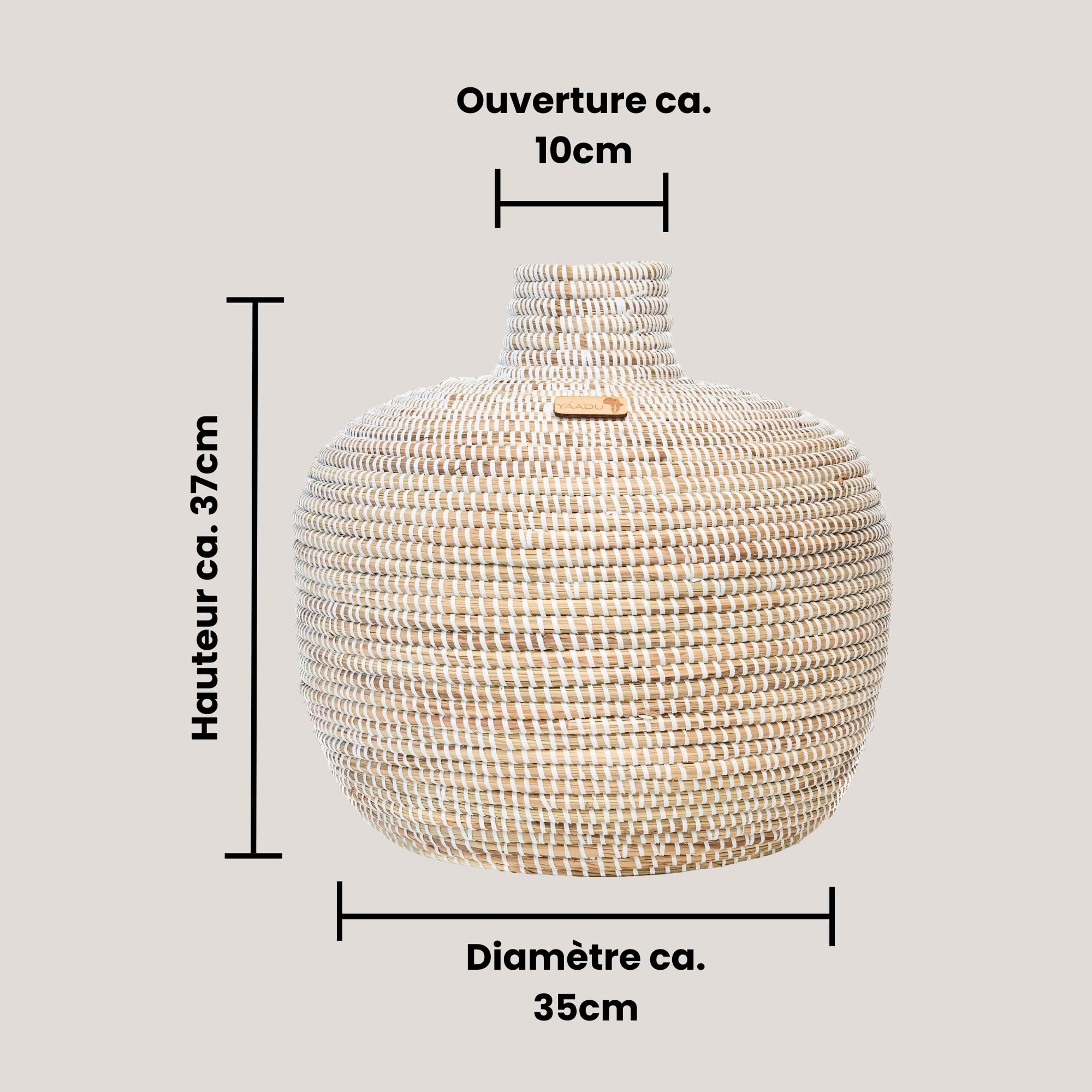 Grand Vase pour Herbe de Pampa 37 cm Panier tressé pour Fleurs séchées | Herbe de savane et plastique recyclé, ouverture 10 cm, fait main, style bohème, vase décoratif, cache-pot, modèle Namibia