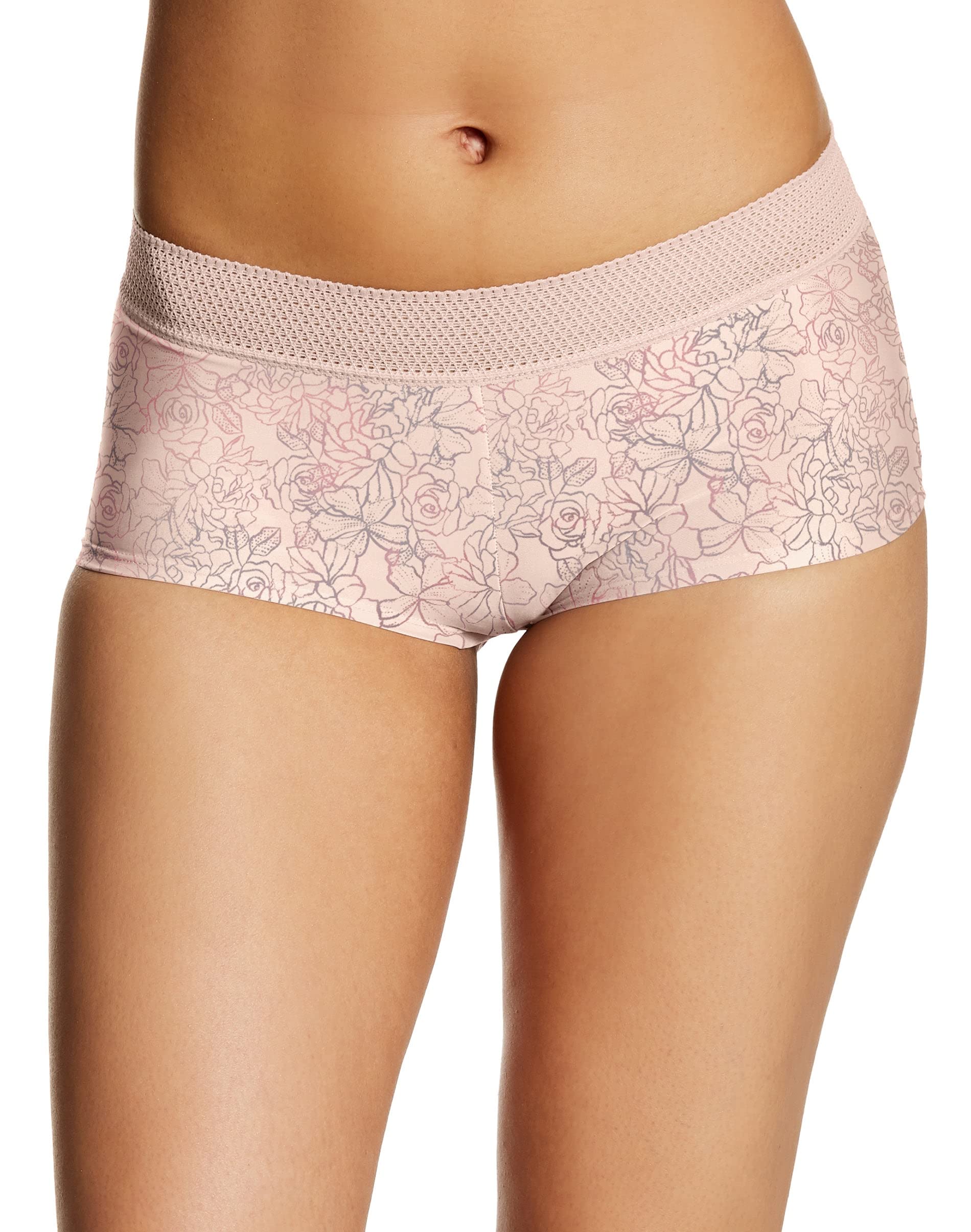 MaidenformWomen's Classics Microfiber and Lace Boyshort Panty, 40760, Ombre Rose Sheer Pink, 5