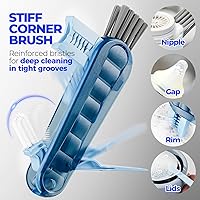 Vista 3 de Holikme Juego de 6 cepillos, limpiador de acero inoxidable de mango largo de 14 pulgadas, 3 cepillos para pajillas, cepillo de limpieza 4 en 1