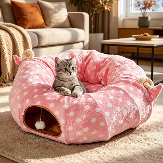 PETCUTE Juguetes Túneles para Gatos Juguete Interactivo en casa Camas para Gatos Conejo Túneles Plegable