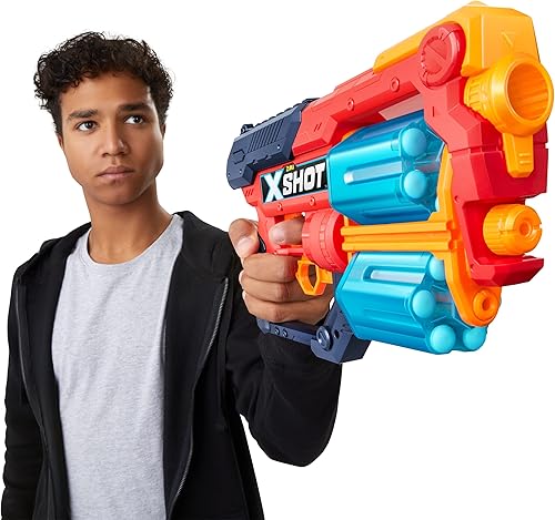 Miniatura 5 de Excel Xcess (paquete de 2 unidades, 48 dardos) de ZURU, lanzador de dardos de espuma roja X-Shot, lanzador de juguete, barriles de doble rotación,