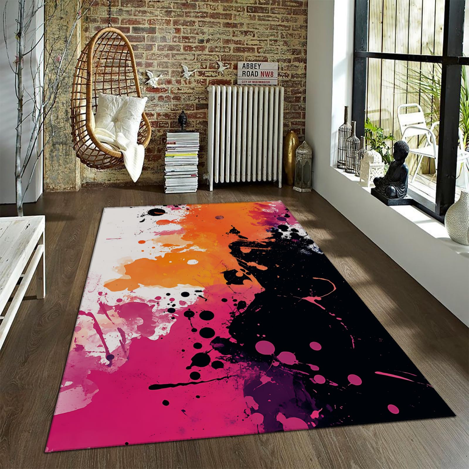 Tapis mince antidérapant 60x90 cm à poils ras et motifs colorés pour sécuriser votre entrée