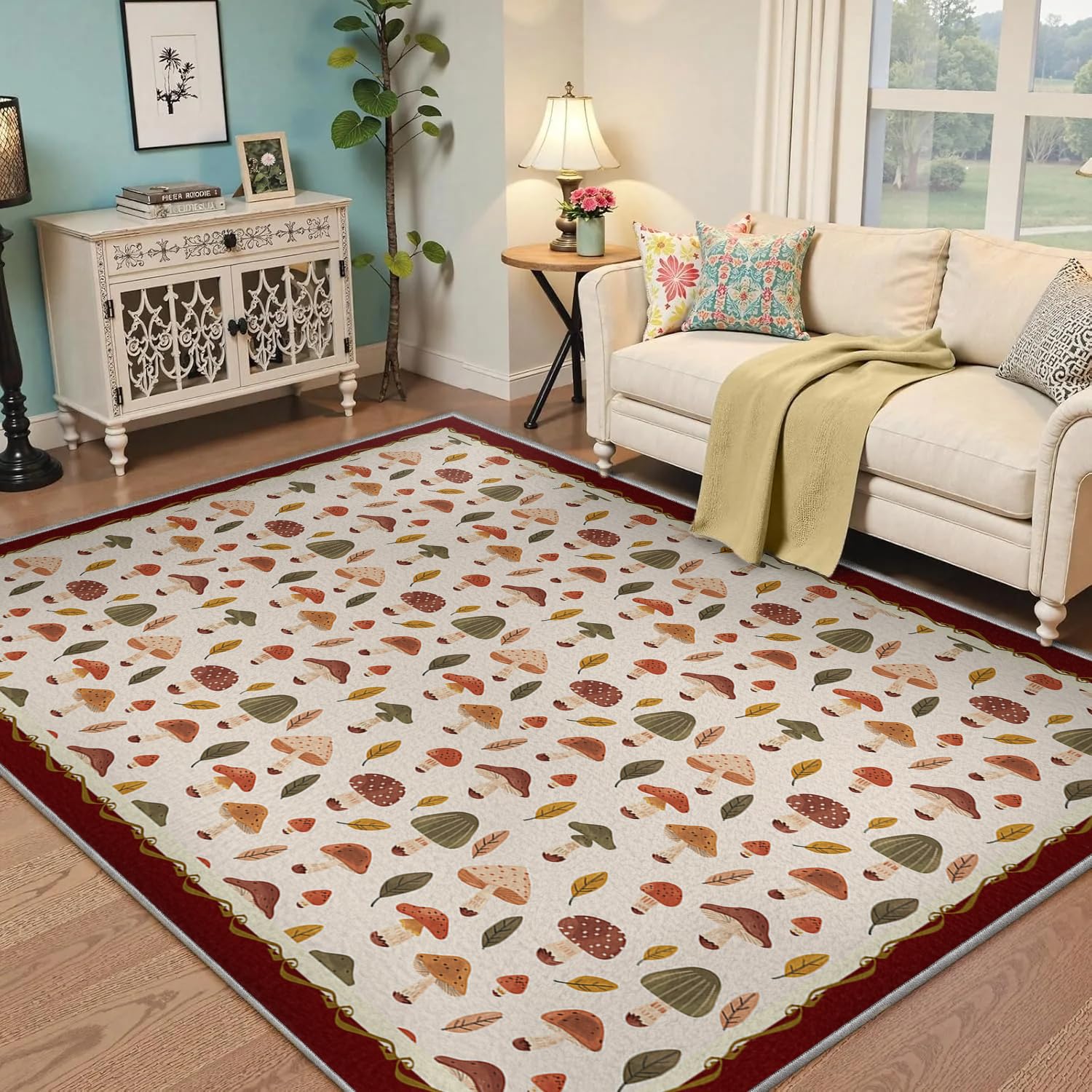Moquette ultra fine douce champignon 120x150cm tapis intérieur haut de gamme