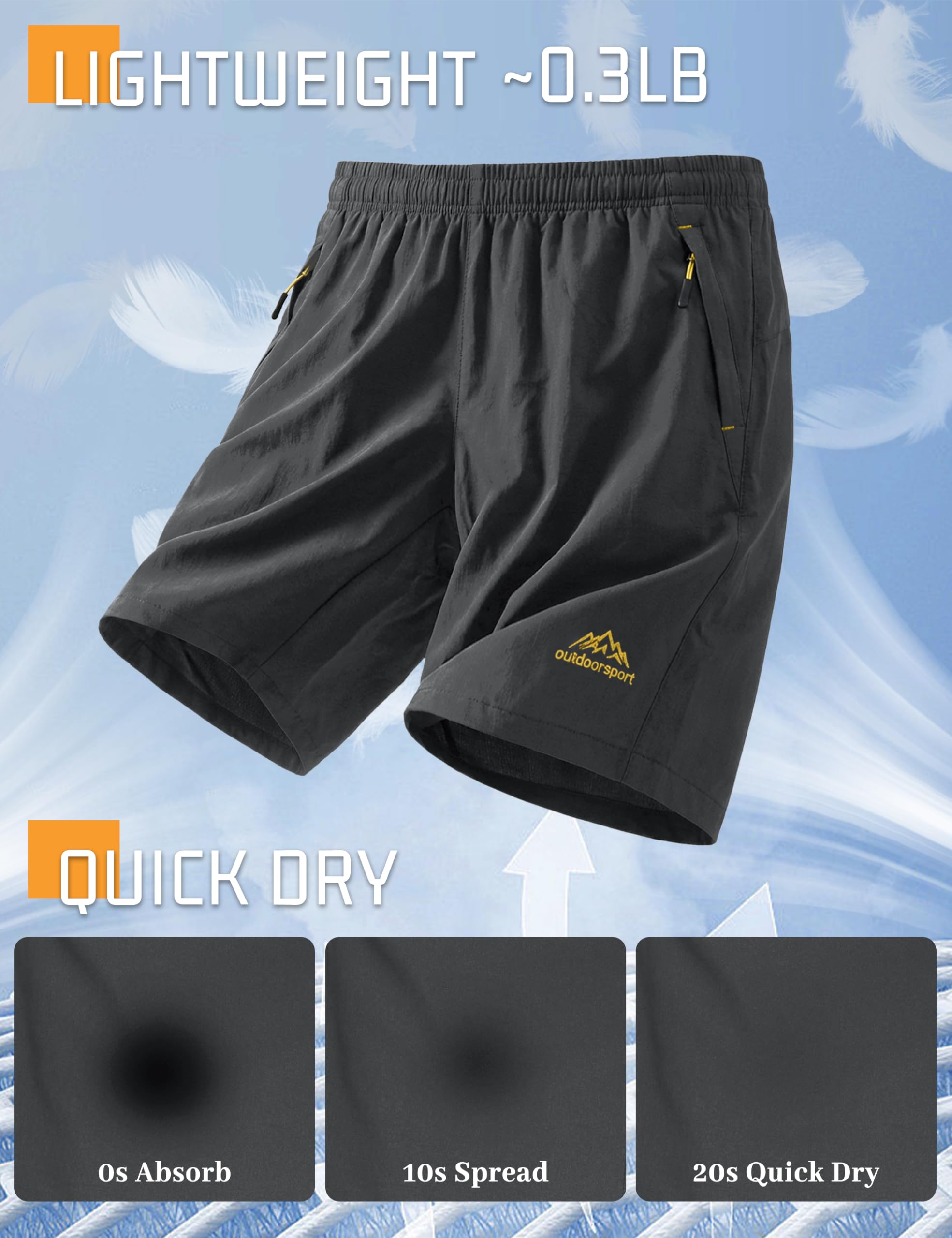 TACVASEN Men's Quick-Drying Training Shorts, Running Shorts, Breathable Sports Shorts with Zip Pockets — view 3