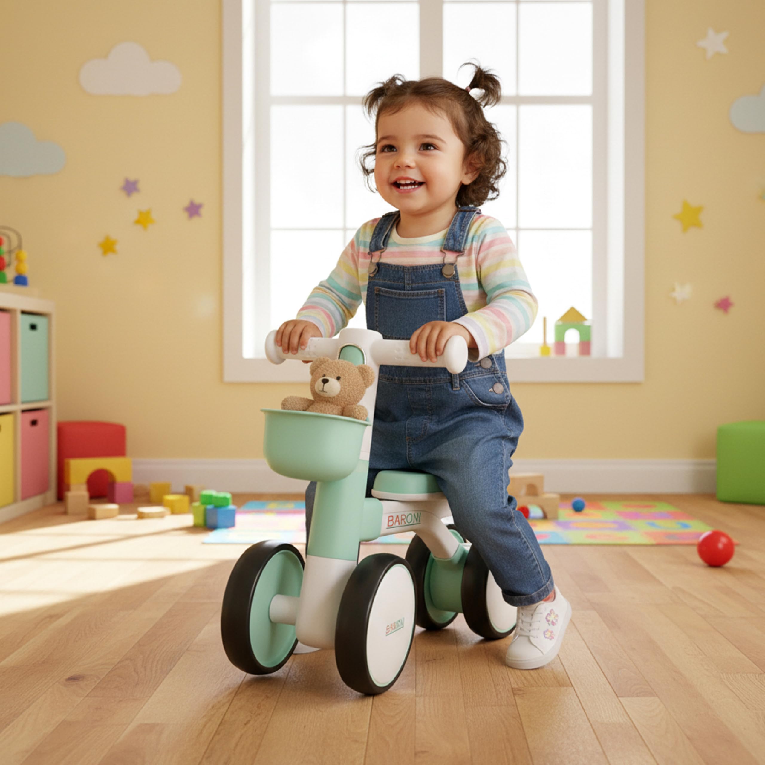 Baroni Toys - Bicicleta sin pedales para niños a partir de 3 años, bicicleta de equilibrio con manillar y sillín ajustables, ruedas cuadriculadas antideslizantes, capacidad de carga 45 kg, ideal para Baroni Toys - Bicicleta sin pedales para niños a partir de 3 años, bicicleta de equilibrio con manillar y sillín ajustables, ruedas cuadriculadas antideslizantes, capacidad de carga 45 kg, ideal para