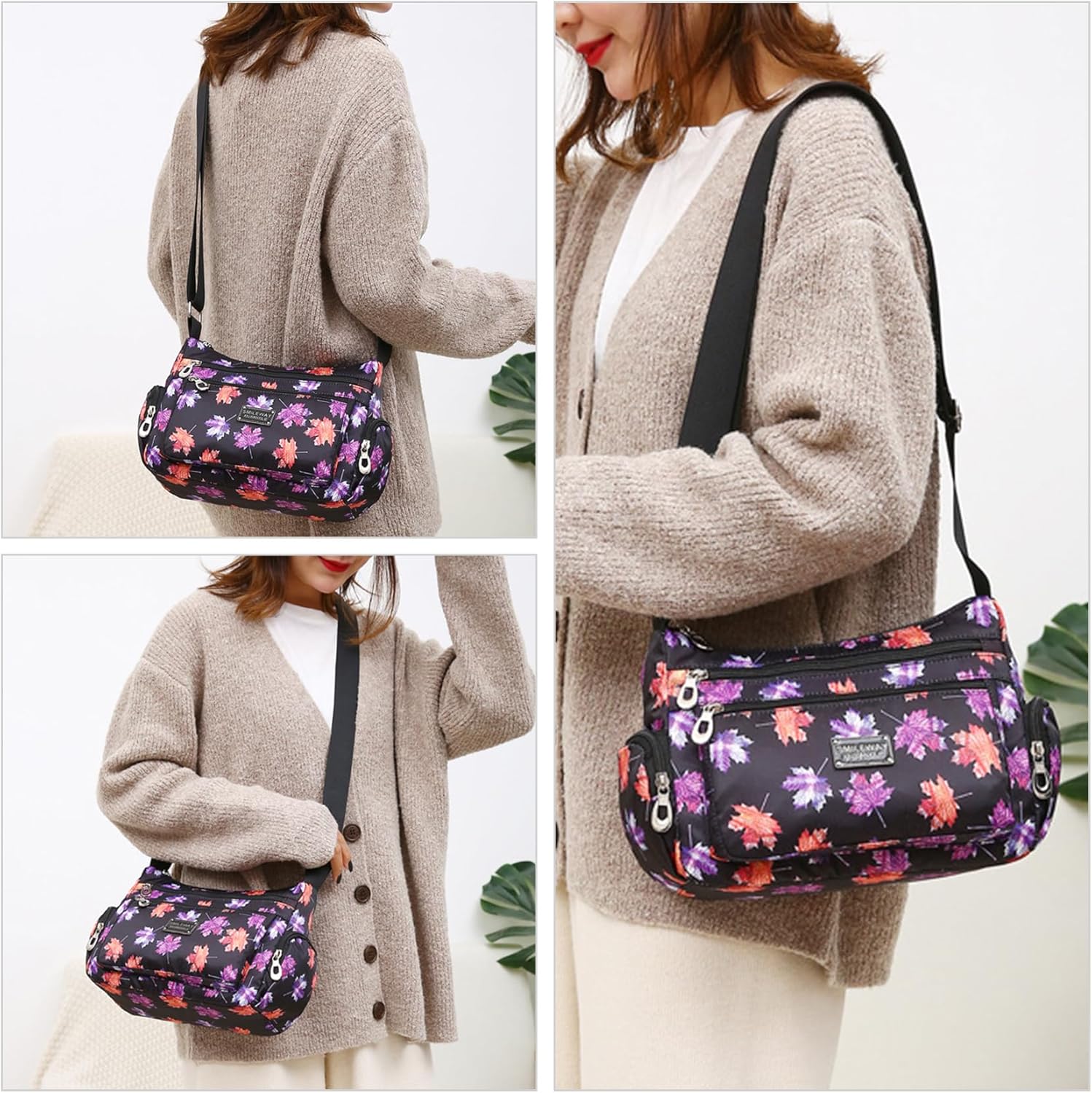 NOTAG Crossbody Bags for Women Nylon Shoulder Bag Floral Multi-Pocket Purses and Handbags - Image 7