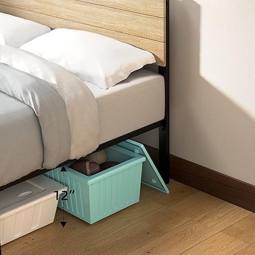 Miniatura 5 de Alkmaar Queen Bed Frame with Headboard No Box Spring Needed Wood Platform Bed Frame Full with Storage Mattress Foundation Easy Assembly (Queen)