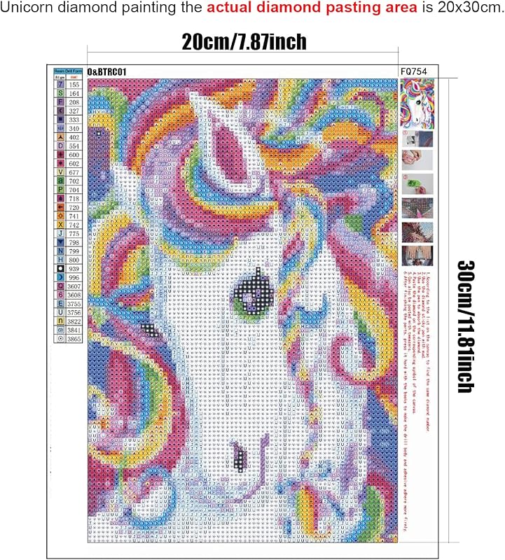 O&BTRC01 Unikornis Gyémántfestés Készlet Gyerekeknek - Kreatív Kézműves Szett Lányoknak, Gyémánt Mozaik Vászon Kép