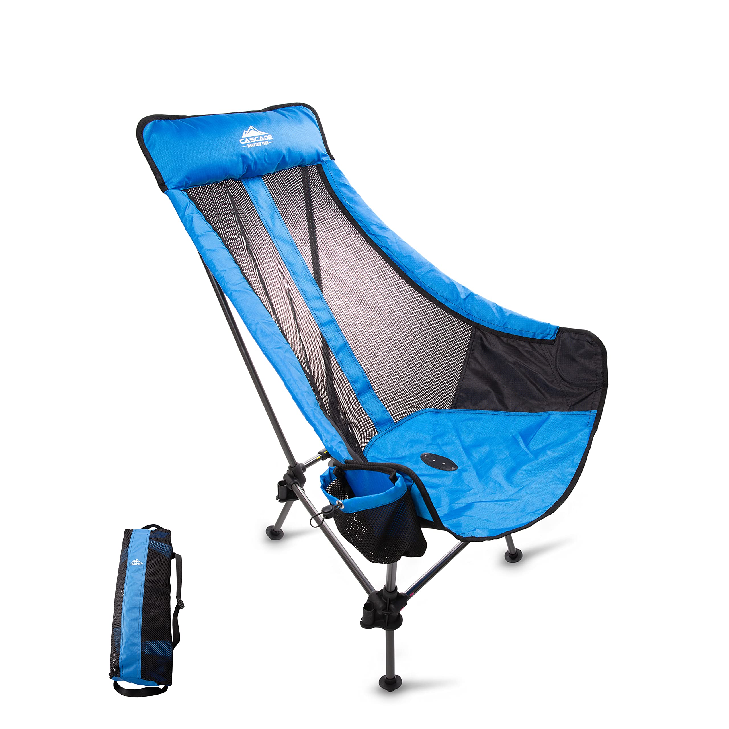 Cascade Mountain TechHammock Camp Chair with Adjustable Height - Ultralight for Backpacking, Camping, Sporting Events, Beach, and Picnics with Carry Bag