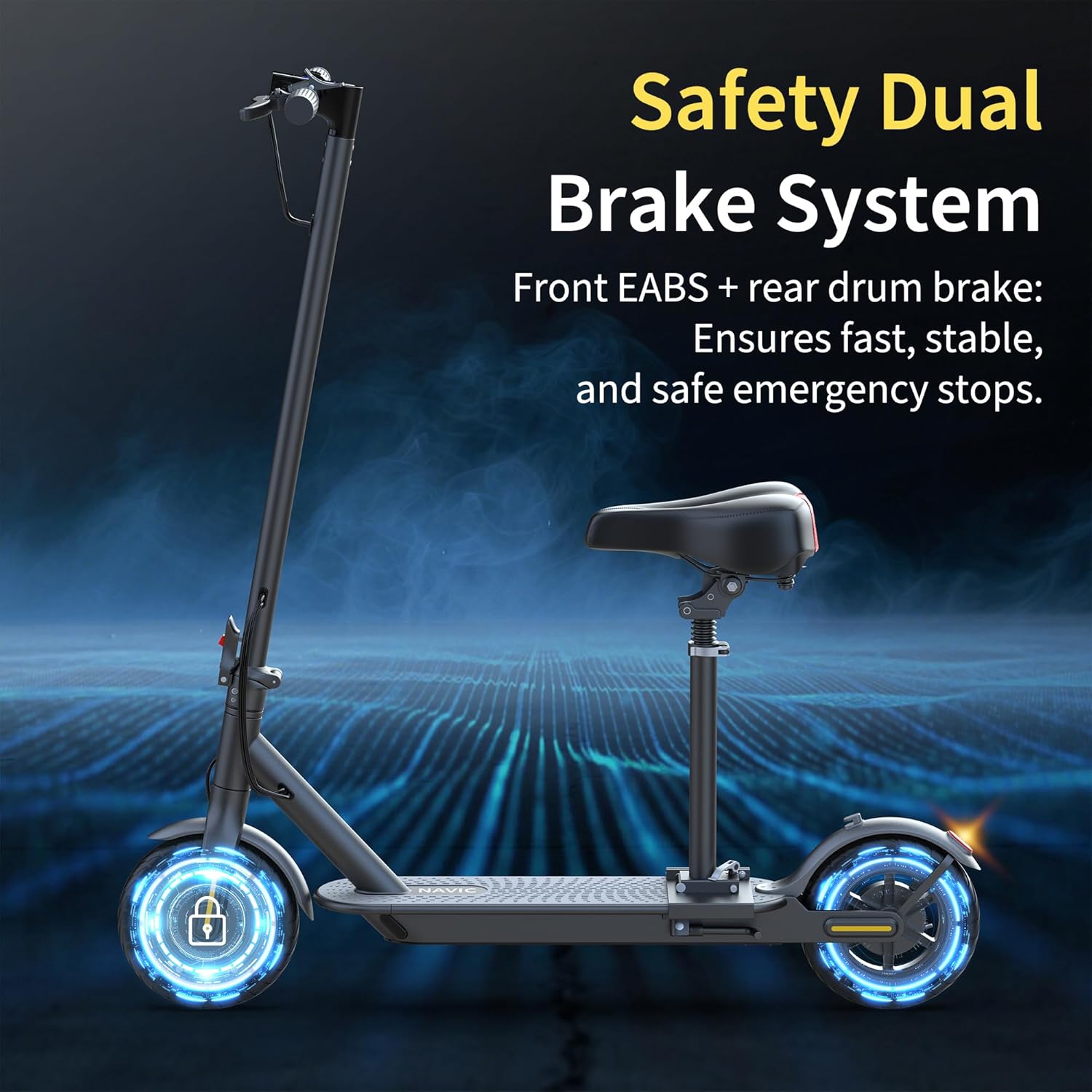 NAVIC Electric Scooter for Adults，Top Speed 19/22 MPH，Range 19/22/28 Miles，8.5”/10" Tires，E-Scooter with Dual Suspension for Commuting, APP Control