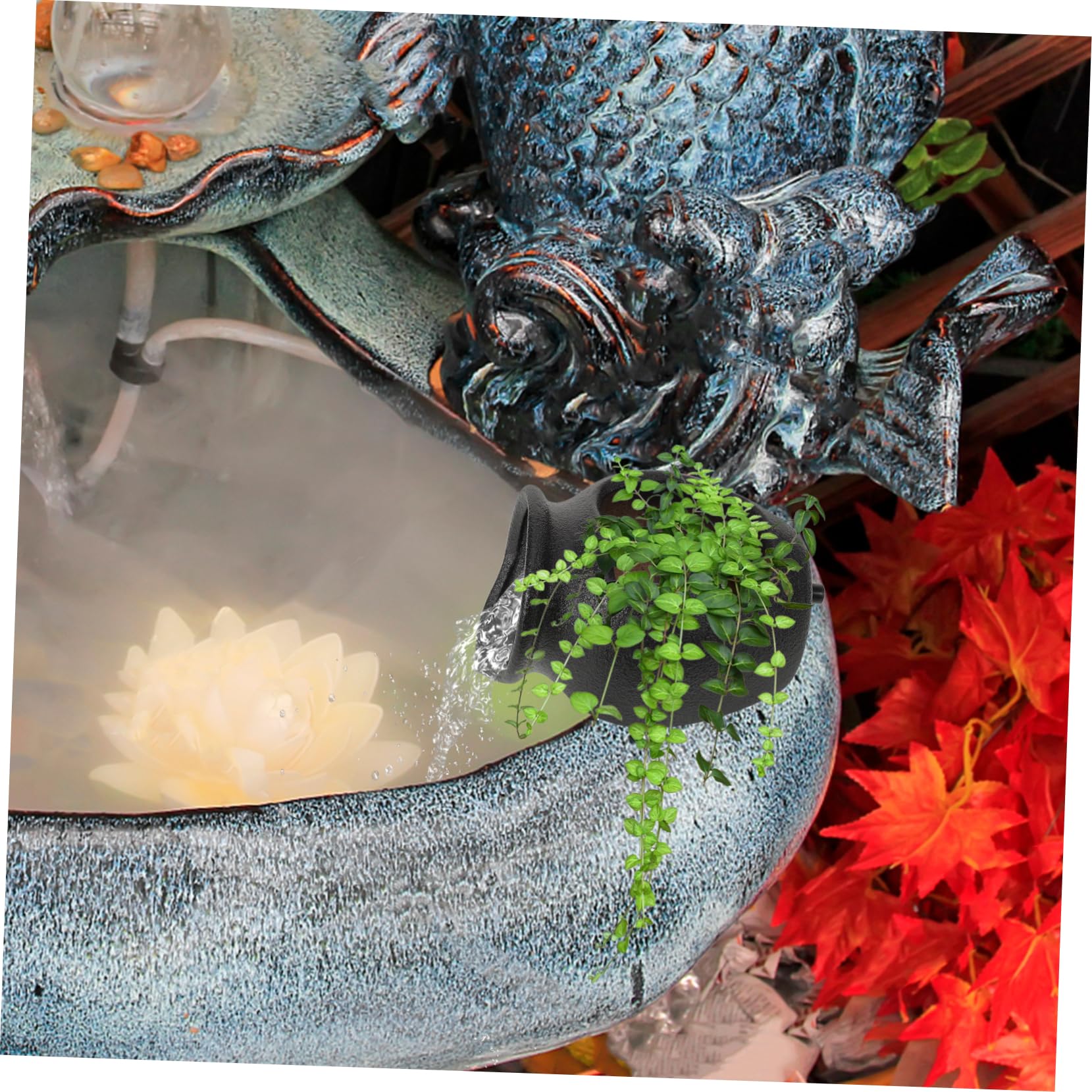 COLLBATH Water Fountain Decor Decorative Jar Ceramic Waterfall Outdoor Landscape