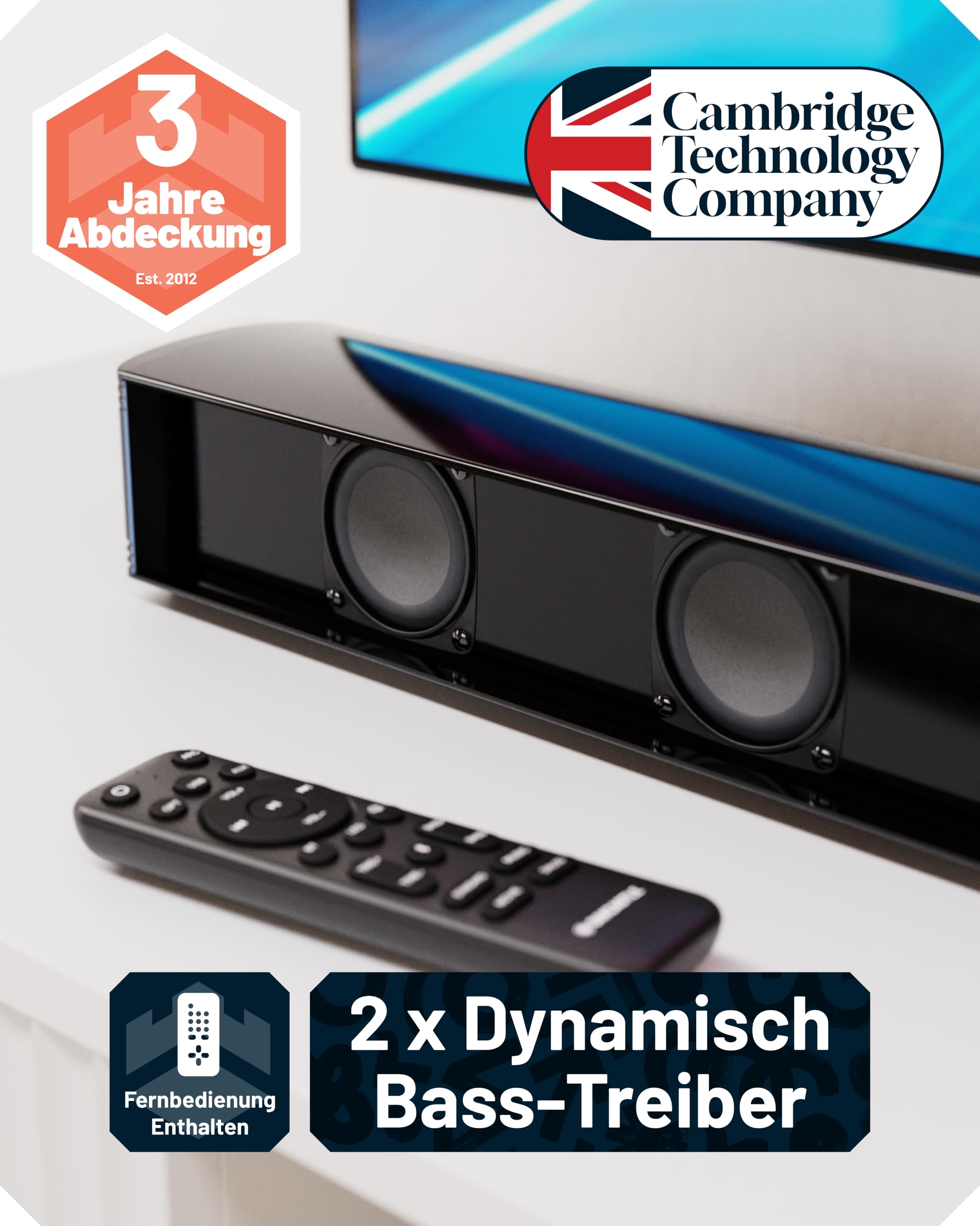 Oakcastle SB80 Soundbar für TV Geräte, 2-in-1-Abnehmbare Split-Sound bar | 2.2 120W Lautsprecher für Fernseher, HDMI ARC AUX RCA, Bluetooth 5.3 ,Inklusive Wandmontage-Set & Fernbedienung